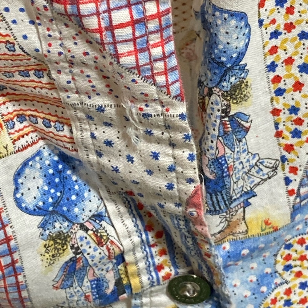 Vintage Patchwork Print Button-Down Shirt In Blue… - image 8